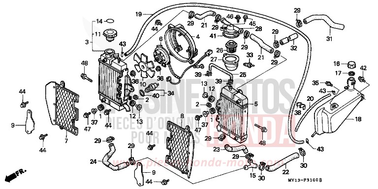 RADIATOR/SHROUD for Africa Twin 750 SAHARA BULE METALLIC (PB273) from 1997